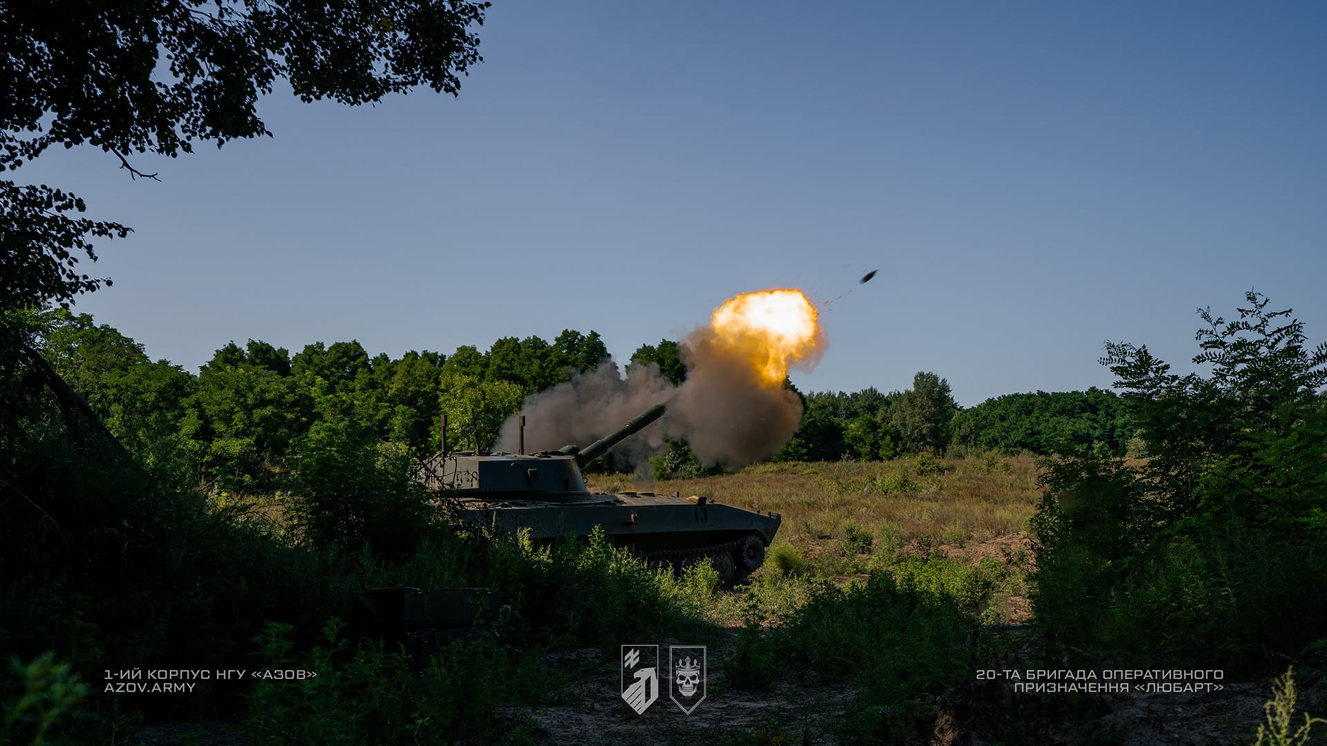 постріл бронетехніки на фоні лісу